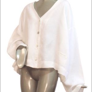 Bryn Walker Button Down Linen Top w/ Back Button